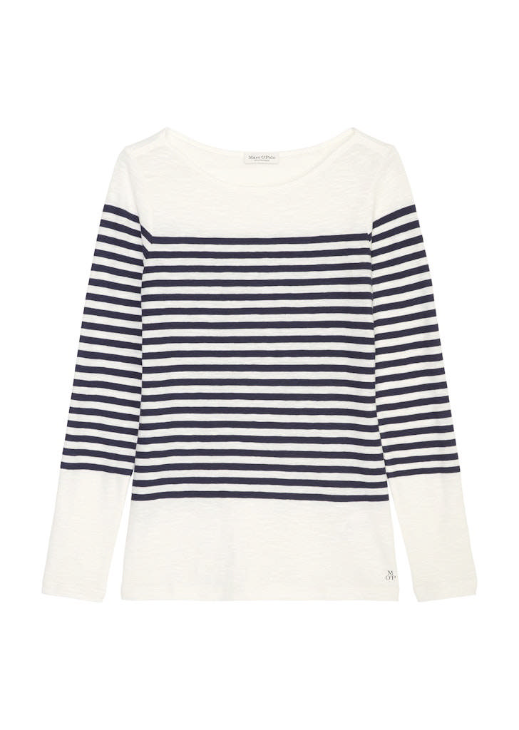 T-shirt, long sleeve, boat neck, striped