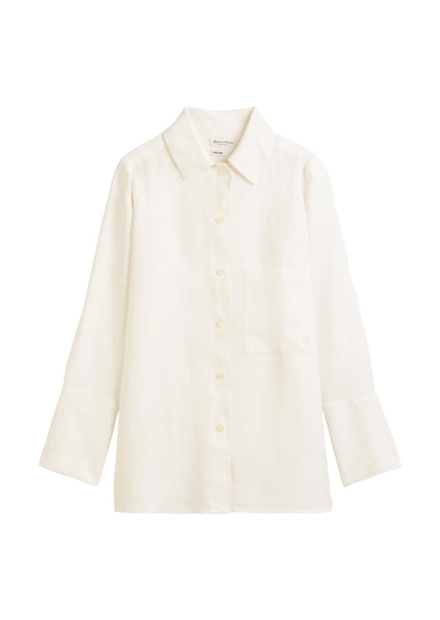 Síð Hágæða Hör Skyrta 