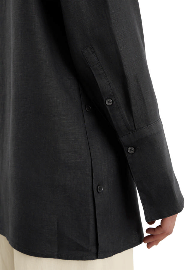 Síð Hágæða Hör Skyrta 