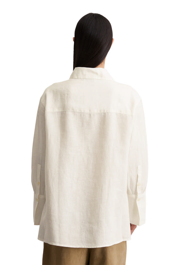 Síð Hágæða Hör Skyrta 