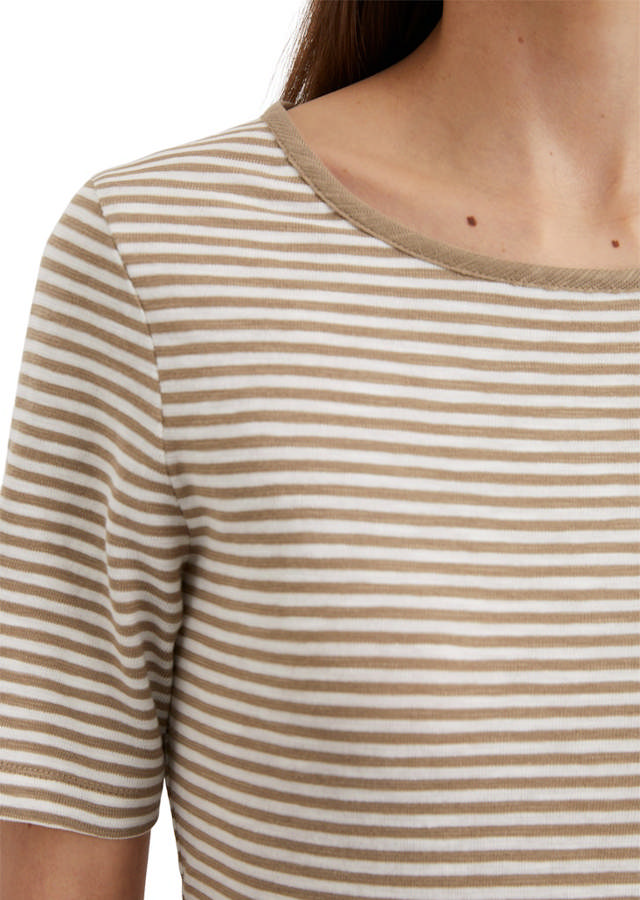 Röndóttur Stuttermabolur úr Lífrænu Bómullar Slub Jersey 