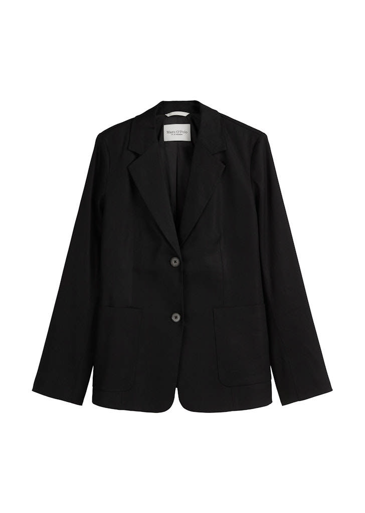 Blazer, úr teygjanlegri hörblöndu, einhnepptur með vösum
