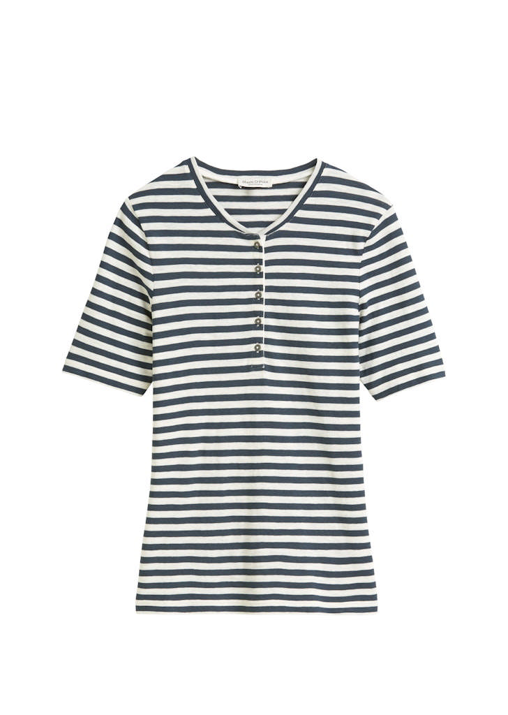 Henley Bolur úr Mjúku röndóttu Jersey