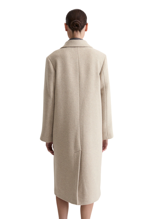 Ullarkápa, tvíhneppt með vösum