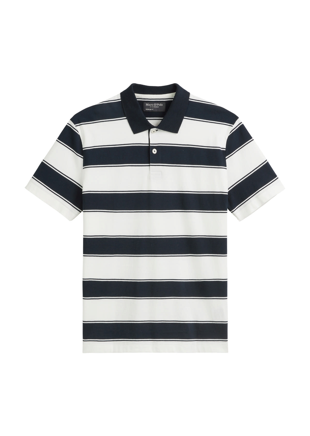 Röndóttur póló bolur úr hágæða lífrænni bómull