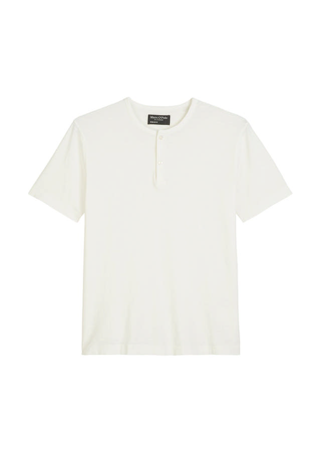Henley Stuttermabolur úr Slub Jersey 