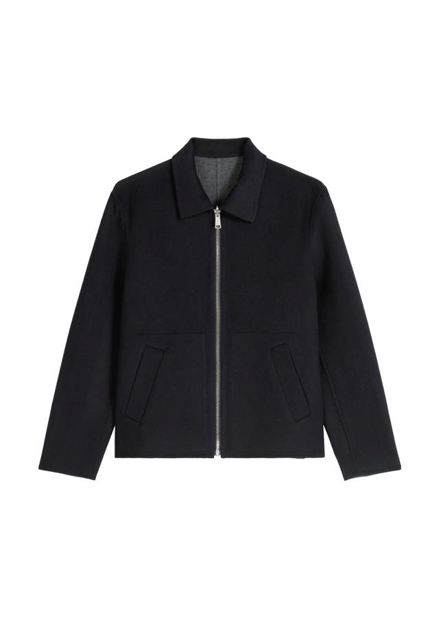 Ullarjakki með rennilás og skyrtukraga 