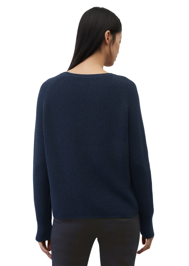 Klassísk bómullarpeysa með síðum ermum og kringdu hálsmáli