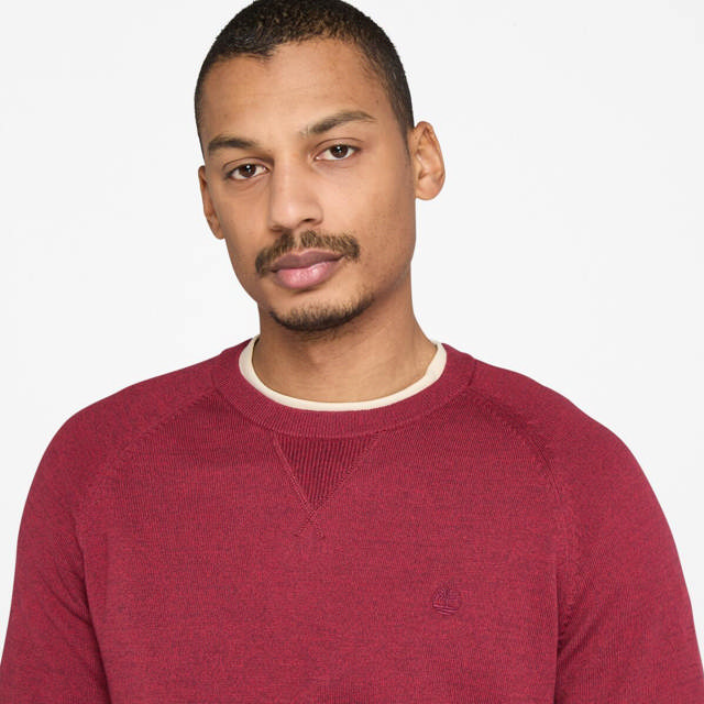 WILLIAMS RIVER Cotton Raglan Sleeve CrewNeck Sweater BURGUNDY HEATHER