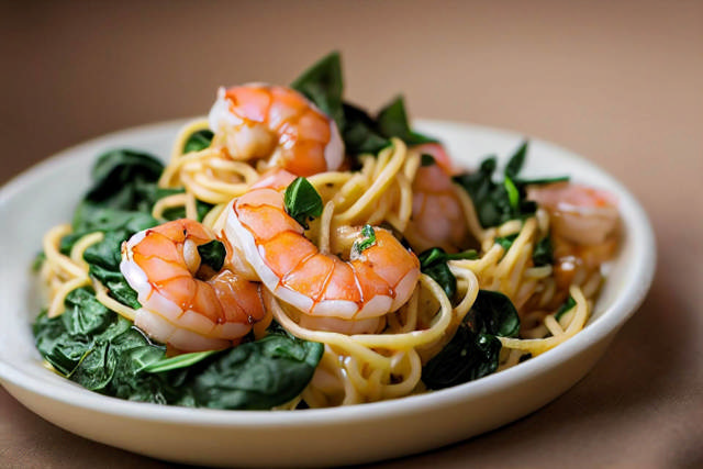 Lemon Shrimp and Spinach with Spaghetti